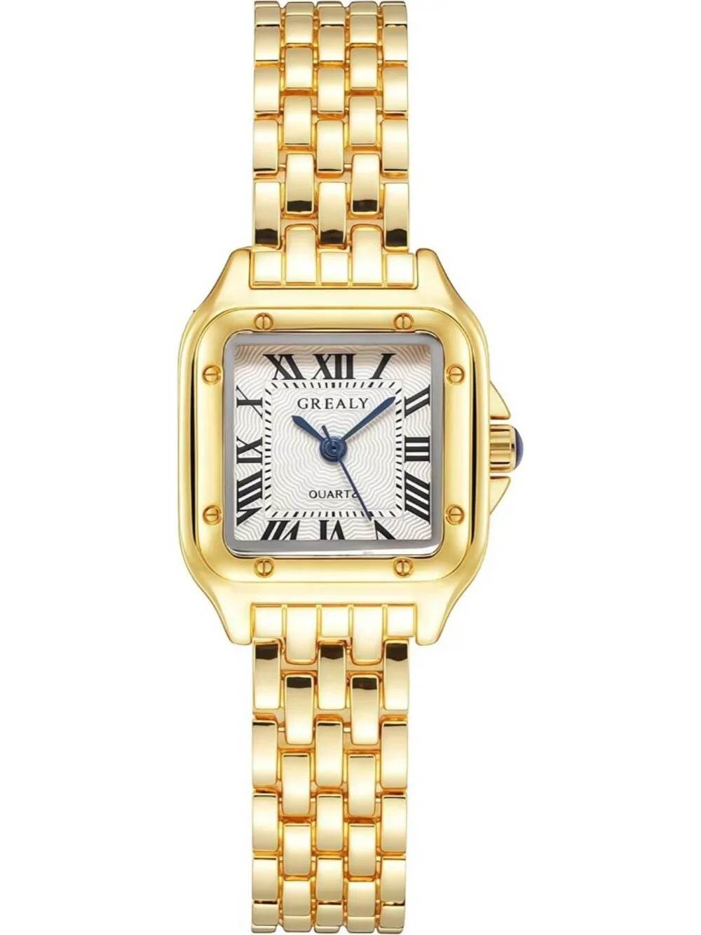 Women's Gold 2 Bracelets Set Roman Dial Bangle Stainless Steel Ladies Wristwatch